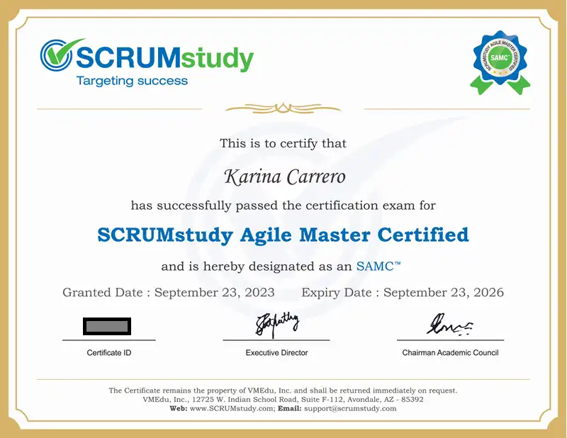 SAMC Sample Certificate